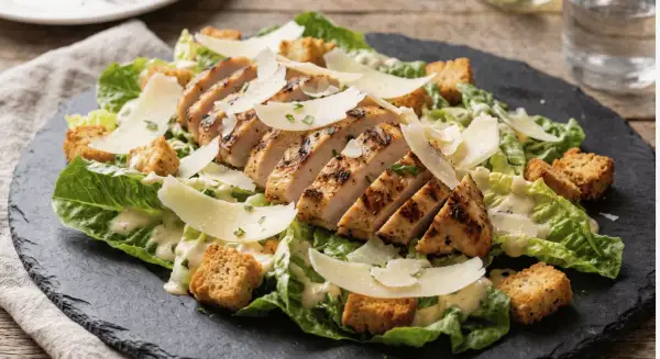 Crispy Chicken Caesar Salad (with Homemade Dressing)
